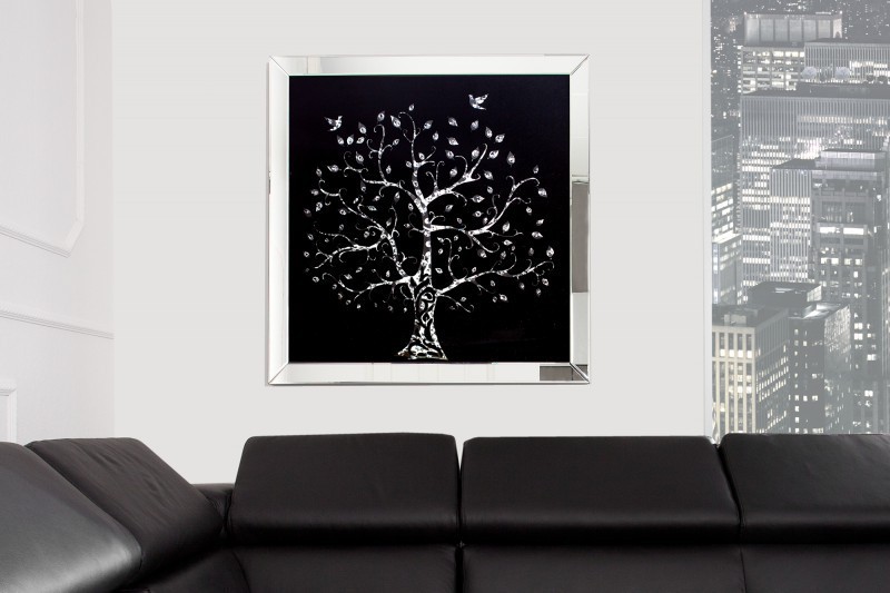 Tableau magnifique mural 80x80 cm Grand Arbre en cristaux