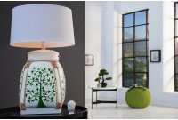 Lampe à poser design en bois coloris vert et blanc