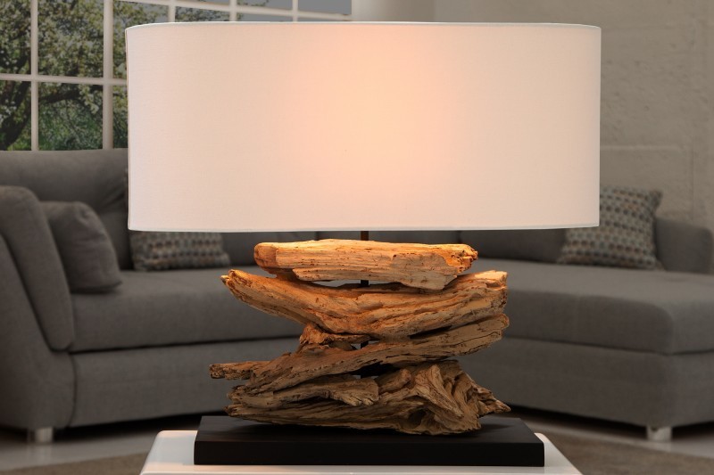 Lampe à poser de 55 cm en bois flotté naturel