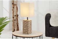 Lampe à poser mosaïque 15 cm en bois massif coloris blanc