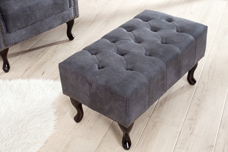 Pouf Chesterfield en microfibre gris