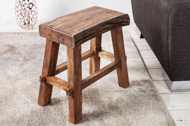 Tabouret 40 cm design en bois massif recyclé