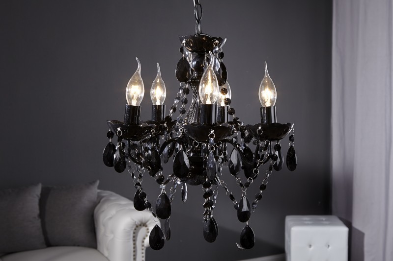 Lustre style baroque 5 branches en acrylique noir