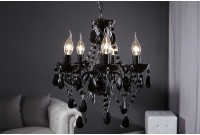 Lustre style baroque 5 branches en acrylique noir