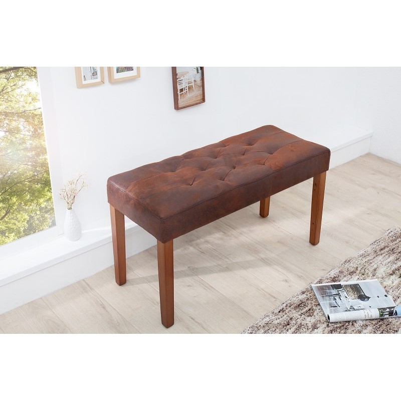 Banc 90 cm Chesterfield teinté marron