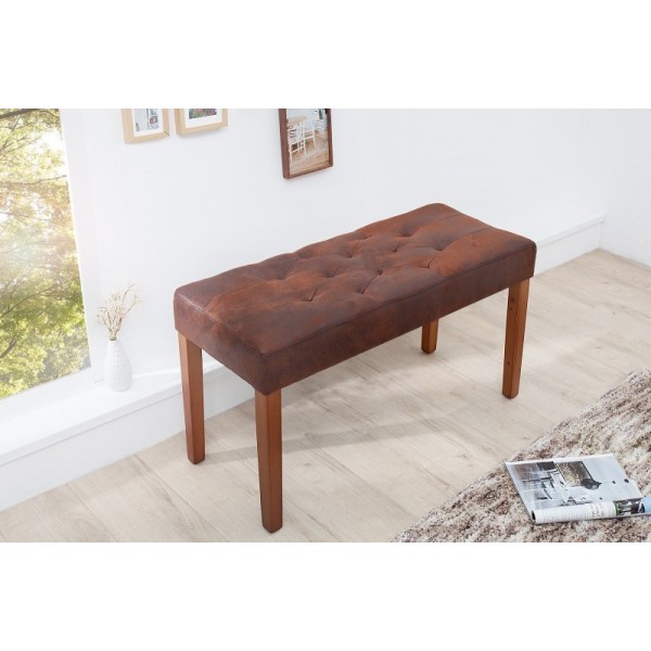 Banc 90 cm Chesterfield teinté marron