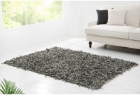 Tapis style Wild West 140x200 cm en vrai cuir teinté gris