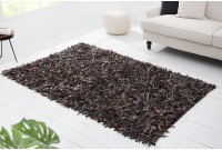 Tapis style Wild West 140x200 cm en vrai cuir teinté brun