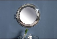 Miroir 55 cm design rond en aluminium teinté argent