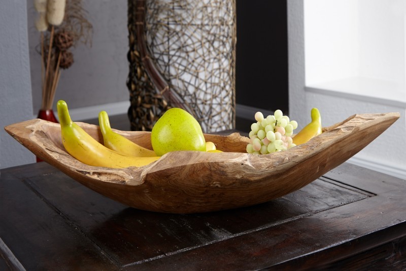 Corbeille de fruit design naturel de 60 cm en bois du teck massif