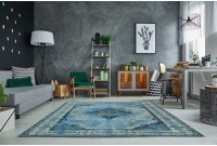 Tapis design antique de 240x160cm coloris bleu