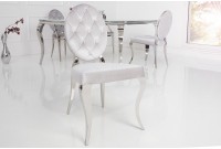 Chaise style baroque de salle à manger en velours coloris gris