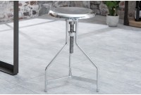 Tabouret de bar design industriel coloris argenté en métal-aluminium