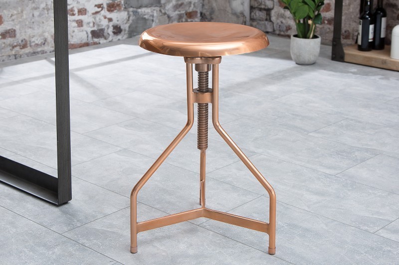 Tabouret de bar design industriel coloris cuivre en métal-aluminium