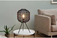 Lampe à poser design cage coloris noir avec piétement en métal