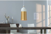 Lampe suspension design en métal de couleur dorée et blanche