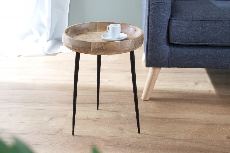 Lot de 2 table d'appoint design scandinave coloris naturel et noir