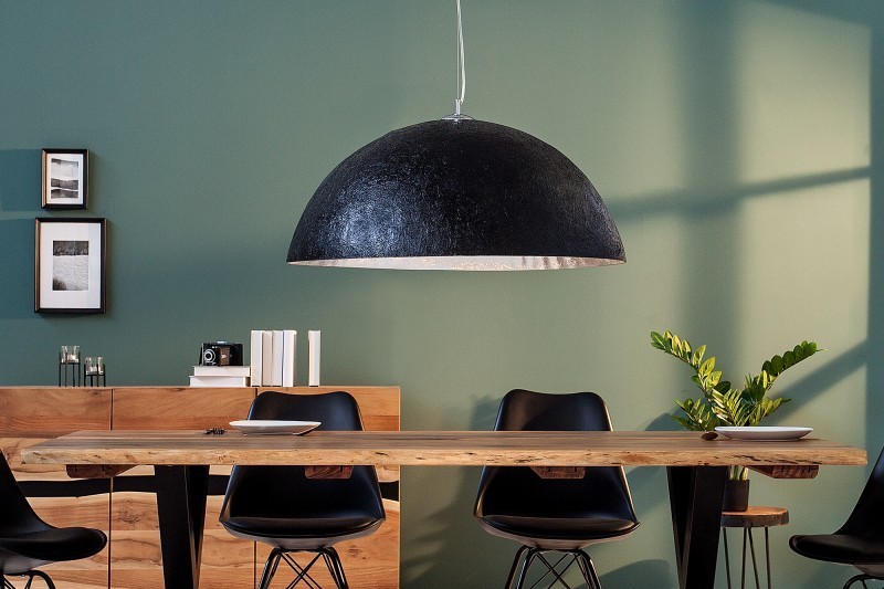 Lampe suspendue moderne de 70cm coloris noir et argenté