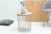 tables d'appoint design cage coloris gris avec plateau amovible chêne