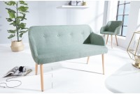 Banc design scandinave coloris citron vert en tissu avec pieds en bois massif