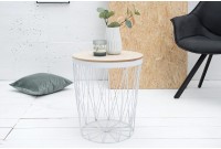 Table d'appoint design coloris blanc avec rangement