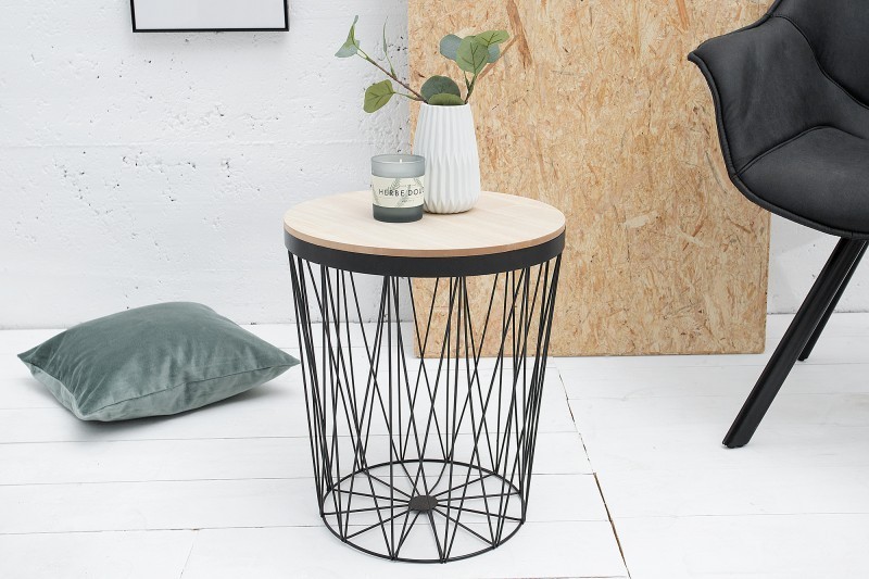 Table d'appoint design coloris noir avec rangement