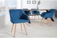 Lot de 2 chaises design scandinave en tissu coloris bleu et chêne