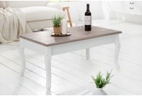 Table basse design campagnard coloris blanc et naturel