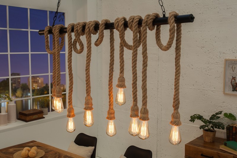 Suspension design marin naturel à 10 lampes