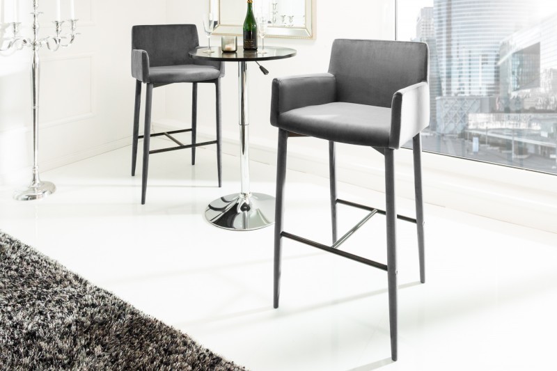 Lot de 2 Tabourets design élégant gris avec accoudoir