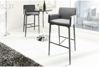 Lot de 2 Tabourets design élégant gris avec accoudoir