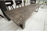 Banc design industriel en bois massif et métal coloris gris