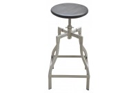 Lot de 2 Tabourets de bar design industriel de 60-74 cm coloris noir et gris en bois massif et métal