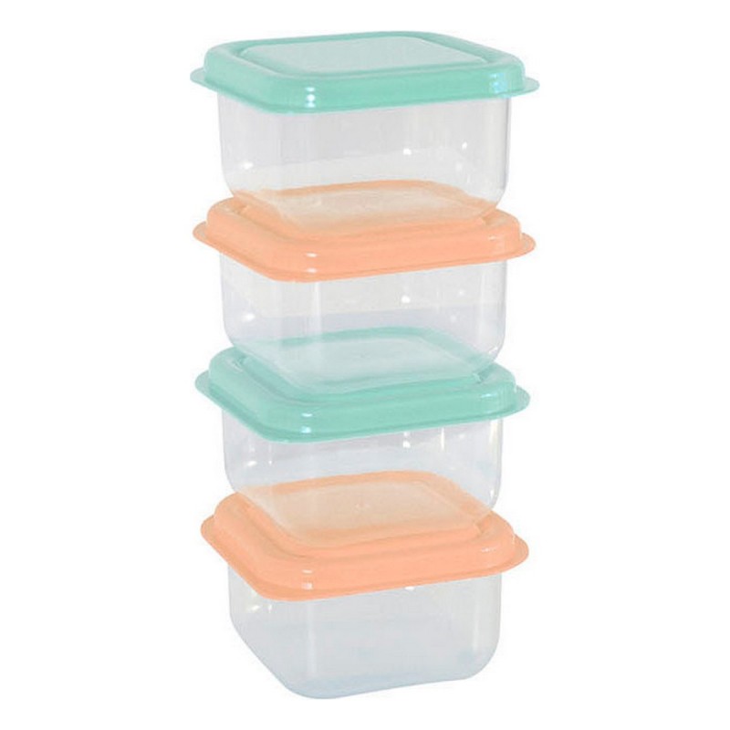 Set of 4 lunch boxes 6 x 4 cm Plastic