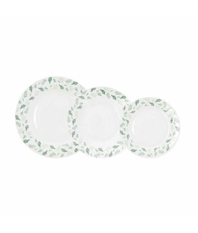 Assietes Quid Hiedra Porcelaine Blanc Vert (18 Pièces)