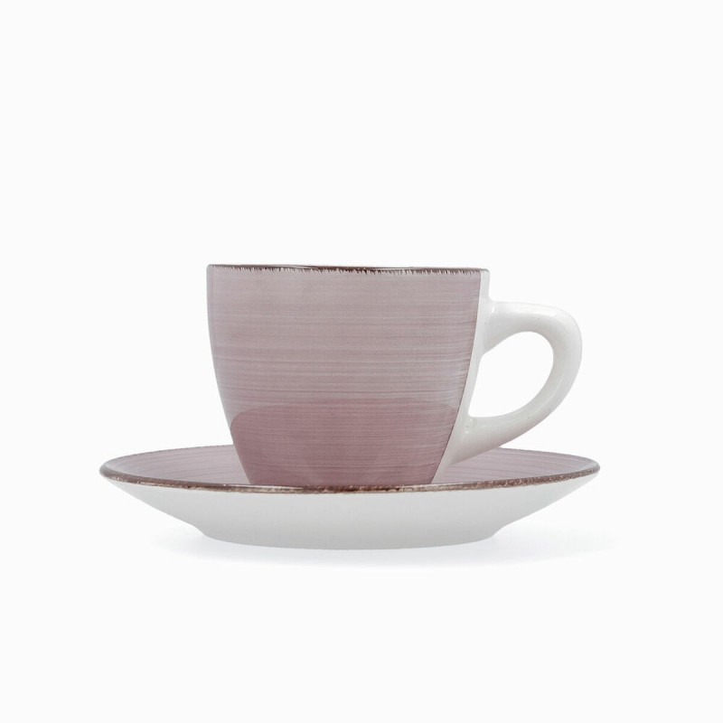 Lot de tasses avec soucoupes Quid Vita Morning Céramique Rose (22 cl) 