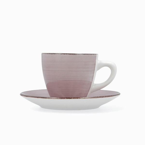 Lot de tasses avec soucoupes Quid Vita Morning Céramique Rose (22 cl) 