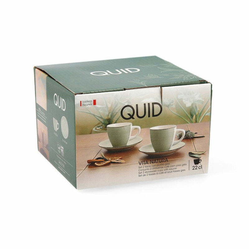 Lot de tasses avec soucoupes Quid Vita Morning Céramique Beige (22 cl)