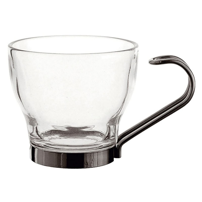 Ensemble de tasses à café Quid Transparent Acier verre (110 ml) (3 Uni