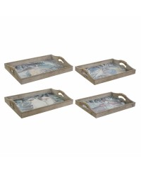 Plateau DKD Home Decor MDF Vert Multicouleur Bois MDF (40 cm) (40 x 30