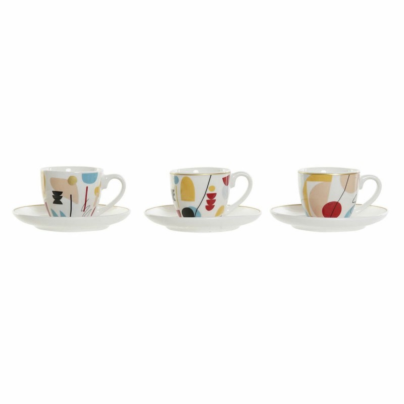 Ensemble de tasses à café DKD Home Decor Abstrait Porcelaine Bone Chin