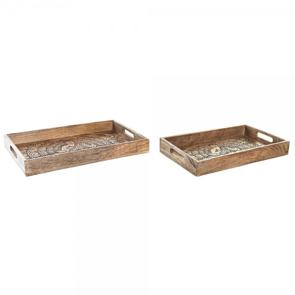 Jeux de plateaux DKD Home Decor 2 Unités Marron Brun foncé Bois de man