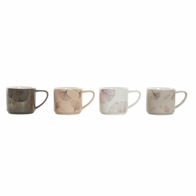 Ensemble de 4 mugs DKD Home Decor Gris Beige Rose Métal Blanc Moderne 