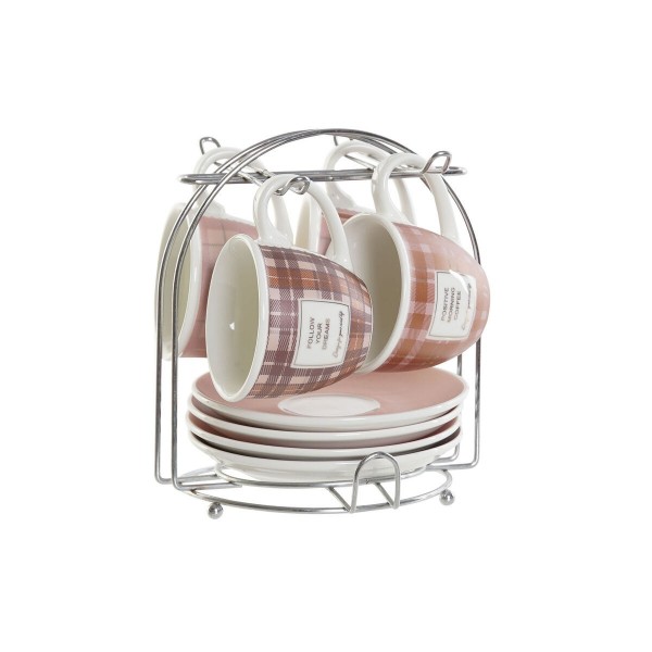 Ensemble de tasses à café DKD Home Decor Rose Marron Porcelaine Bone C