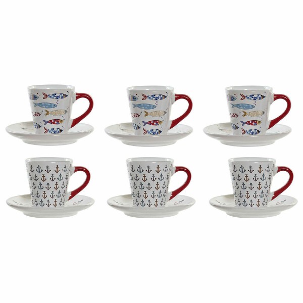 Ensemble de tasses à café DKD Home Decor Multicouleur Grès (130 ml)