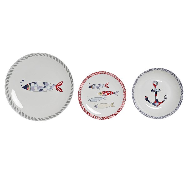 Service de Vaisselle DKD Home Decor Marin Porcelaine (18 pcs)