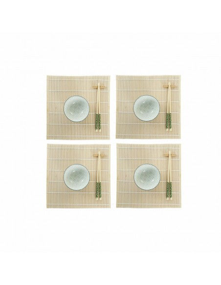 Set de sushi DKD Home Decor Vert Bambou Grès (14,5 x 14,5 x 31 cm)