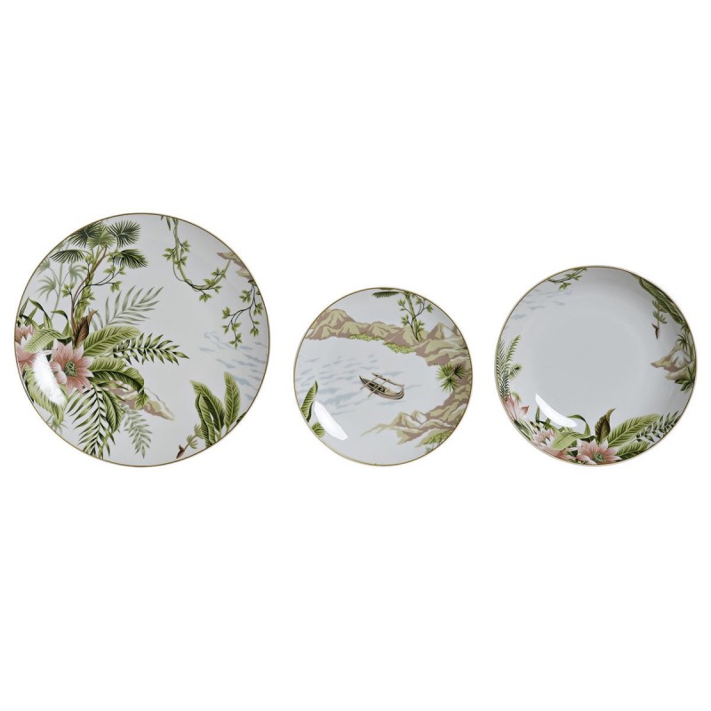 Service de Vaisselle DKD Home Decor Tropical Porcelaine (18 pcs)