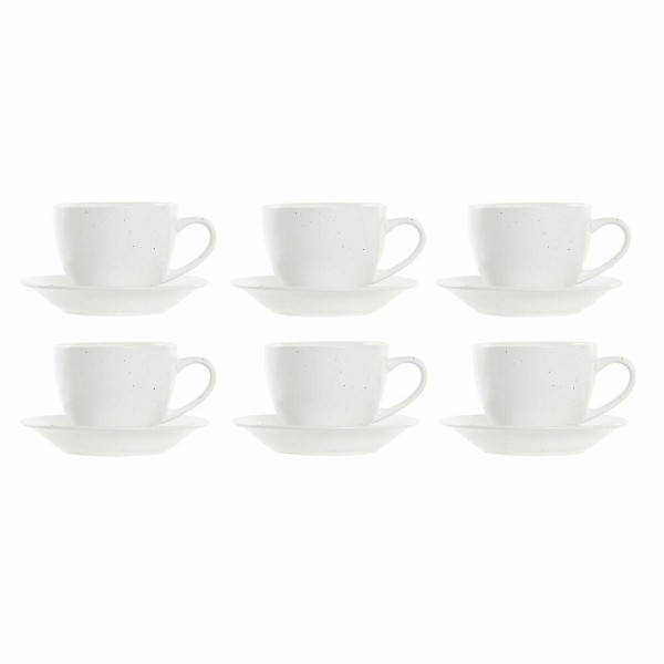 Ensemble de tasses à café DKD Home Decor Blanc Grès (150 ml)