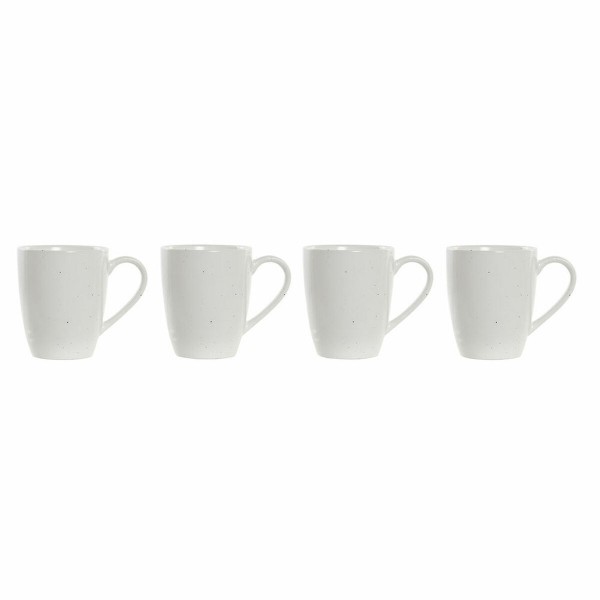 Ensemble de 4 mugs DKD Home Decor Naturel Bois d'hévéa Blanc Grès (300